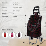 Shopping Trolley, Lightweight, Foldable & Portable, Latest 2023 Model, Large Capacity, Made From High Quality Oxford Fabric, Heart & Polka Dot Pattern, 30L
