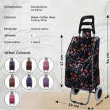 Shopping Trolley, Lightweight, Foldable & Portable, Large Capacity, Latest 2023 Model, Made From High Quality Oxford Fabric, Stylish Flower Pattern, 30L