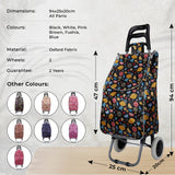 Shopping Trolley, Lightweight, Foldable & Portable, Large Capacity, Latest 2023 Model, Made From High Quality Oxford Fabric, Stylish Patterns, 30L