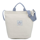 White Canvas Handbag for Women - L37W28H33.5cm