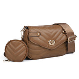 Women's Fashion Satchel with Coin Purse - PU Leather Crossbody Bag with Zip and Hasp Closure