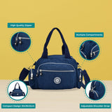 Dark Blue Dual-Use Sports Waist Handbag - Durable Canvas Material, Adjustable Shoulder Strap, Five Zip Pockets, and Easy-to-Clean Design