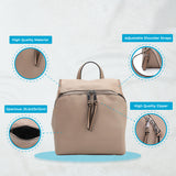 Backpack For Women, Simple & Solid Color, Stylish, Versatile & Made From High Quality PU, Apricot