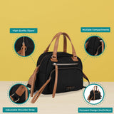 Personality Grab Bag with Two Compartments in Black/Green/Khaki/Red PU Material and Zipper Closure
