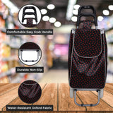 Shopping Trolley, Lightweight, Foldable & Portable, Latest 2023 Model, Large Capacity, Made From High Quality Oxford Fabric, Heart & Polka Dot Pattern, 30L