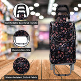 Shopping Trolley, Lightweight, Foldable & Portable, Large Capacity, Latest 2023 Model, Made From High Quality Oxford Fabric, Stylish Flower Pattern, 30L