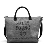 Pink Crossbody Bag with Letter Printing and Adjustable Strap - Canvas Material, Fully Lined with Zipper Closure