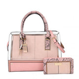 Women's New Fashion Snake Print Color Handbag With Matched Purse